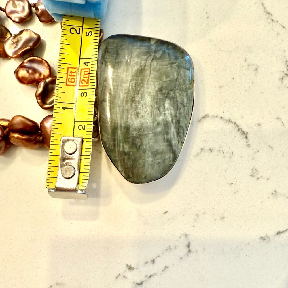 Keshi Pearl necklace with Jasper pendant - Picture 16 of 16